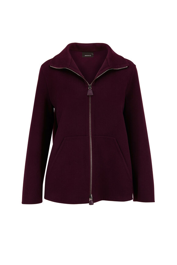 Akris - Plum Cashmere Stand Collar Jacket 