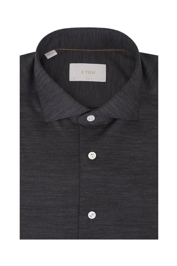 Eton Dark Gray Wool Dress Shirt
