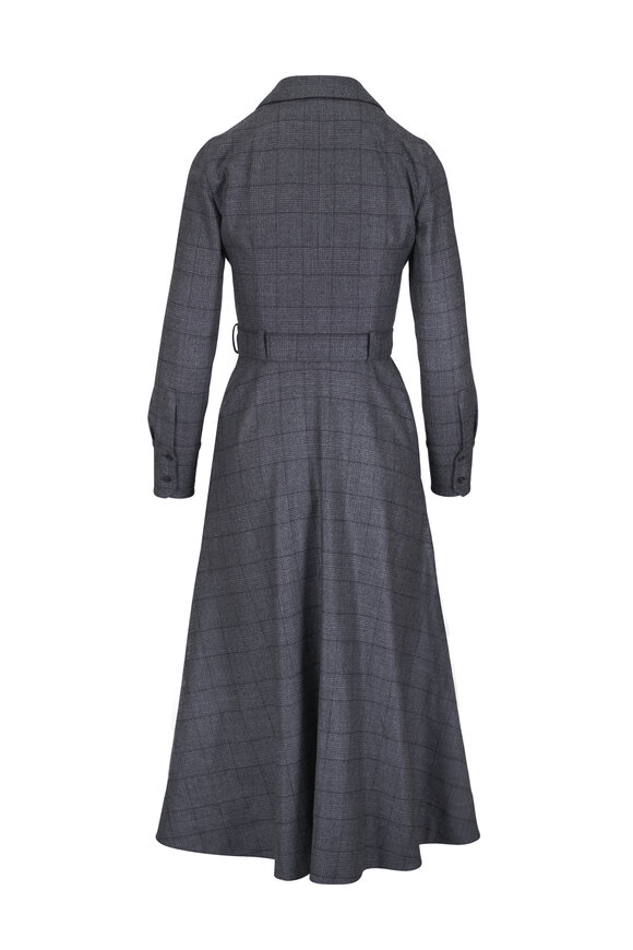 Akris Charcoal Gray Wool Flared Midi Dress - view 4