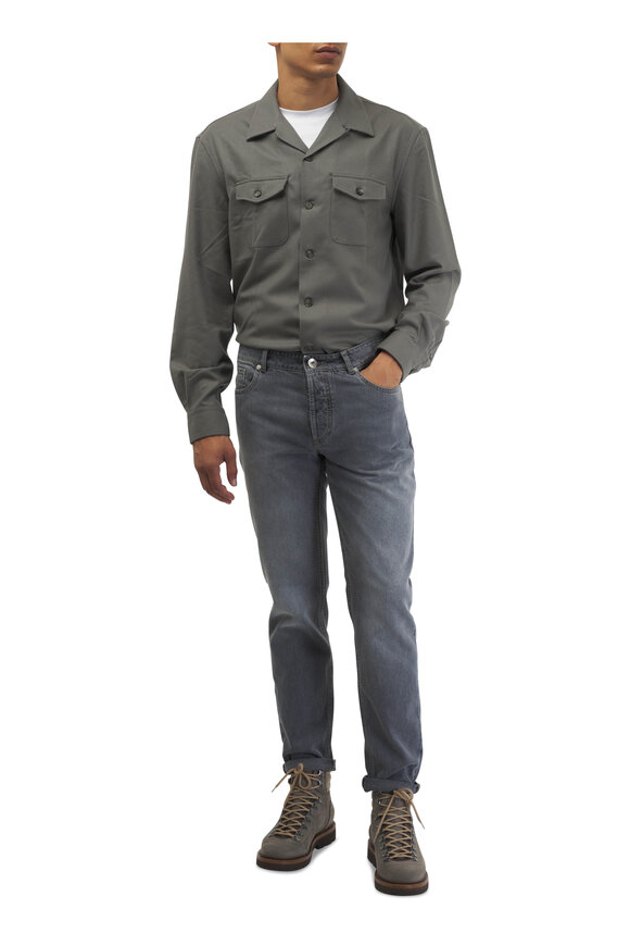 Brunello Cucinelli - Green Camp Collar Overshirt 