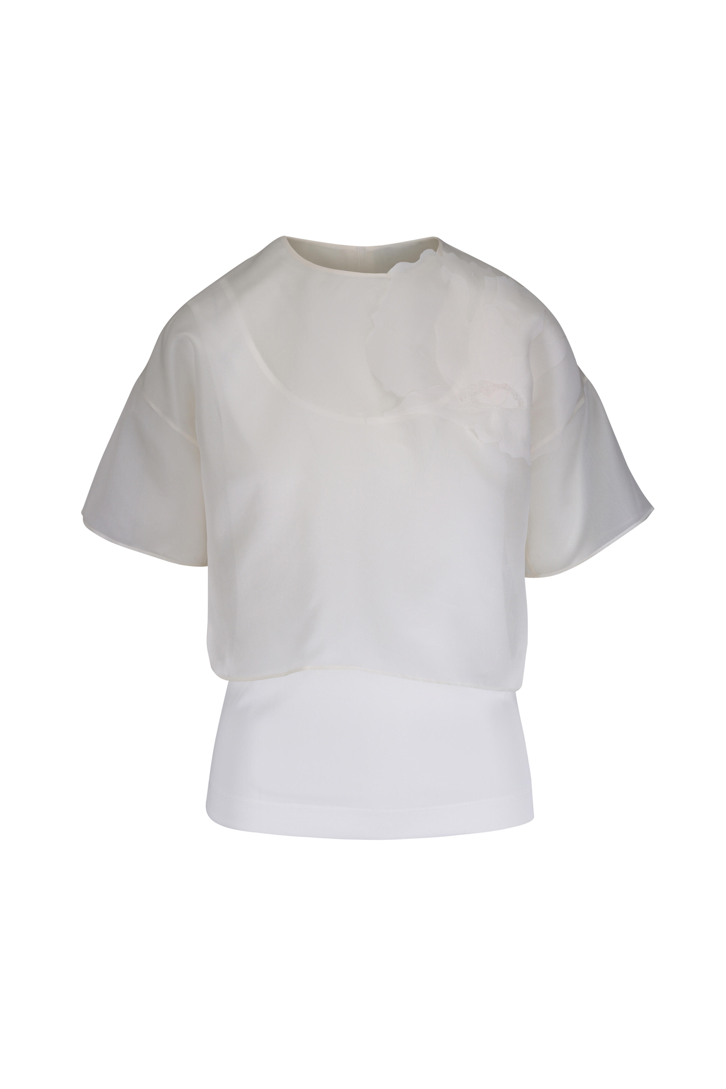 Akris - White Anemone Swarovski Embellished T-Shirt