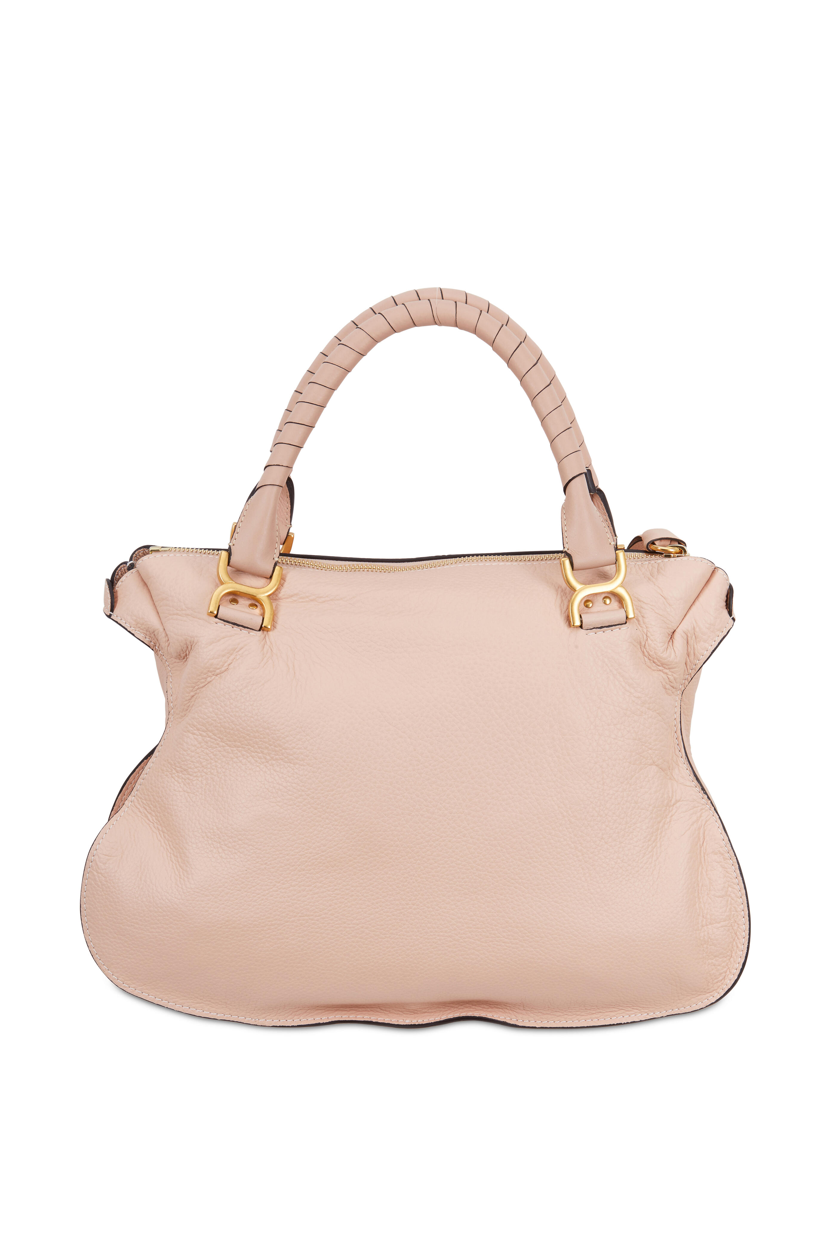 Chloé - Marcie Nude Textured Leather Large Shoulder Bag