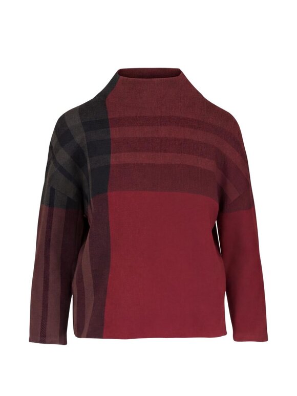 Akris Punto Black & Copper Merino Wool Jacquard Check Sweater - view 3