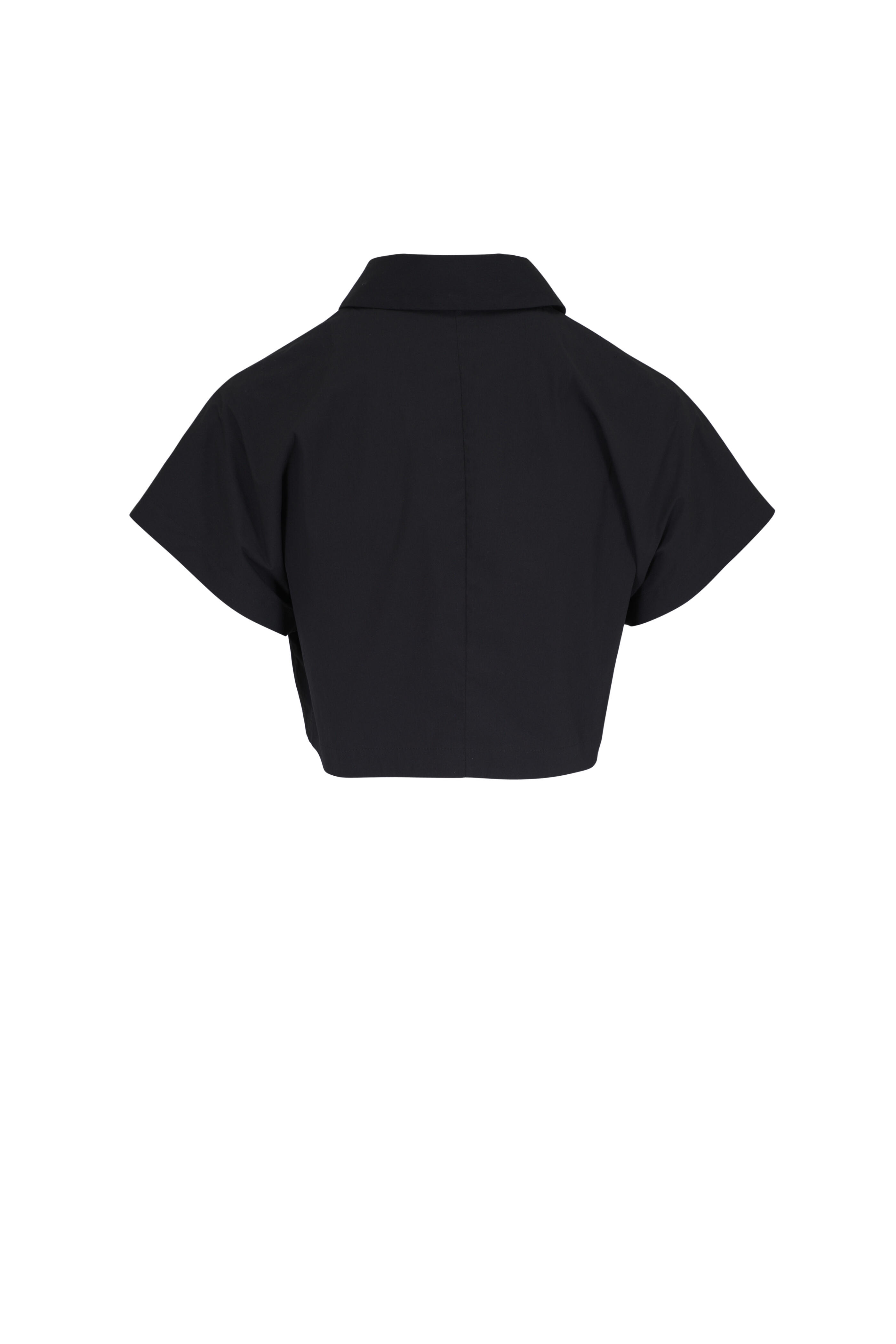 Lela Rose - Black Stretch Cotton Poplin Cropped Blouse