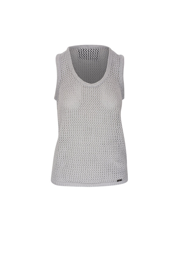 Kiton - Gray Cotton Crochet Tank Top 