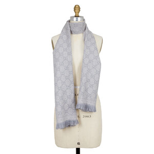 マフラー・ストール Gucci Embroidered Wool Scarf Gucci☆素敵！Violet Pink Wool GG Heart Star Long Scarf