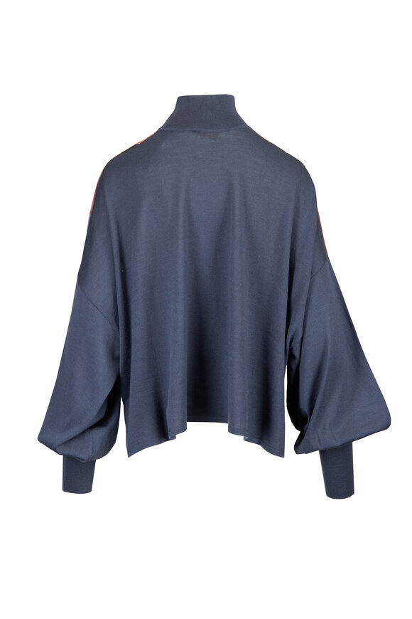 Zimmermann Ascent Navy Blue Printed Silk Sweater - view 2