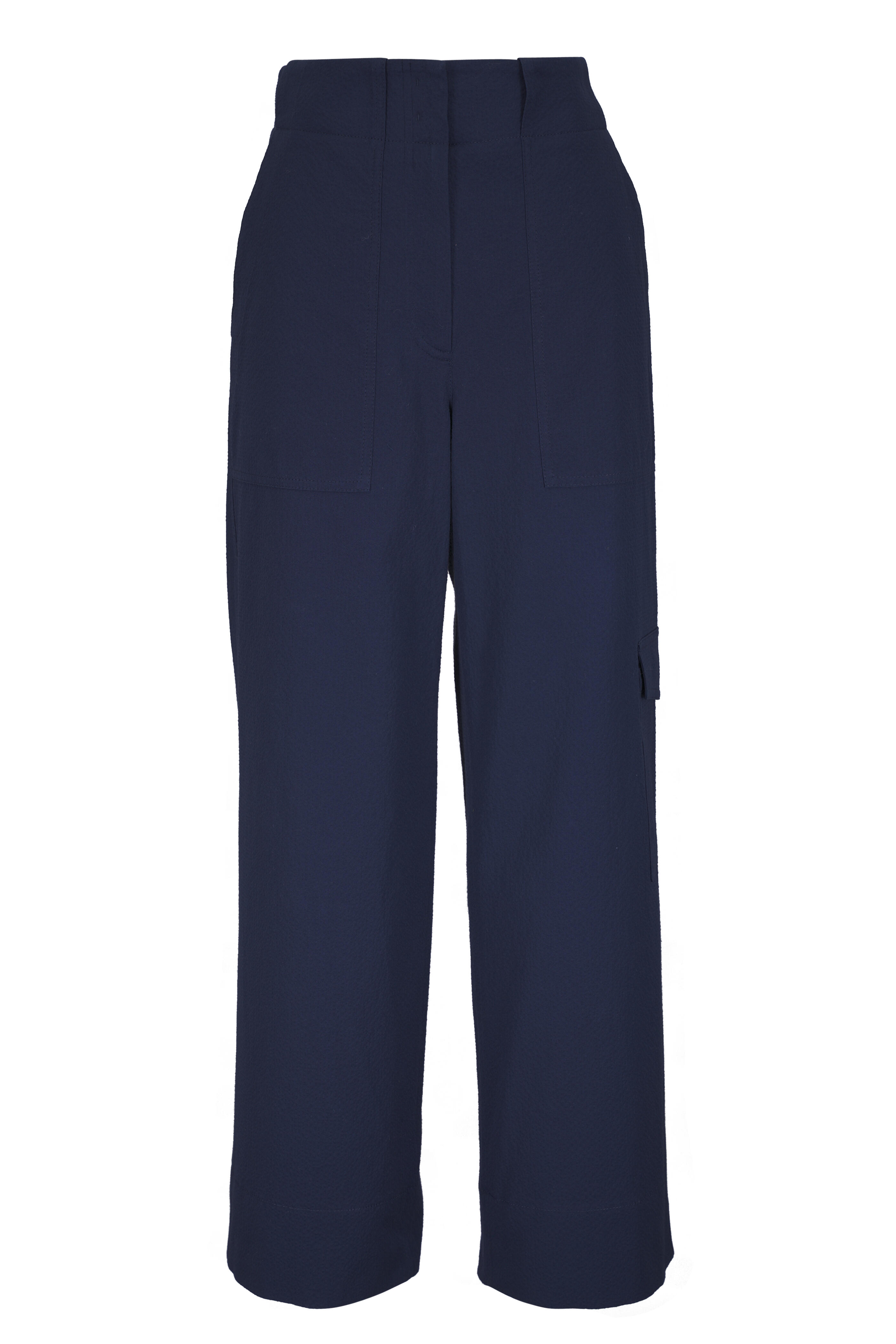 Akris Punto - Cliff Seersucker Dark Blue Crop Cargo Pants