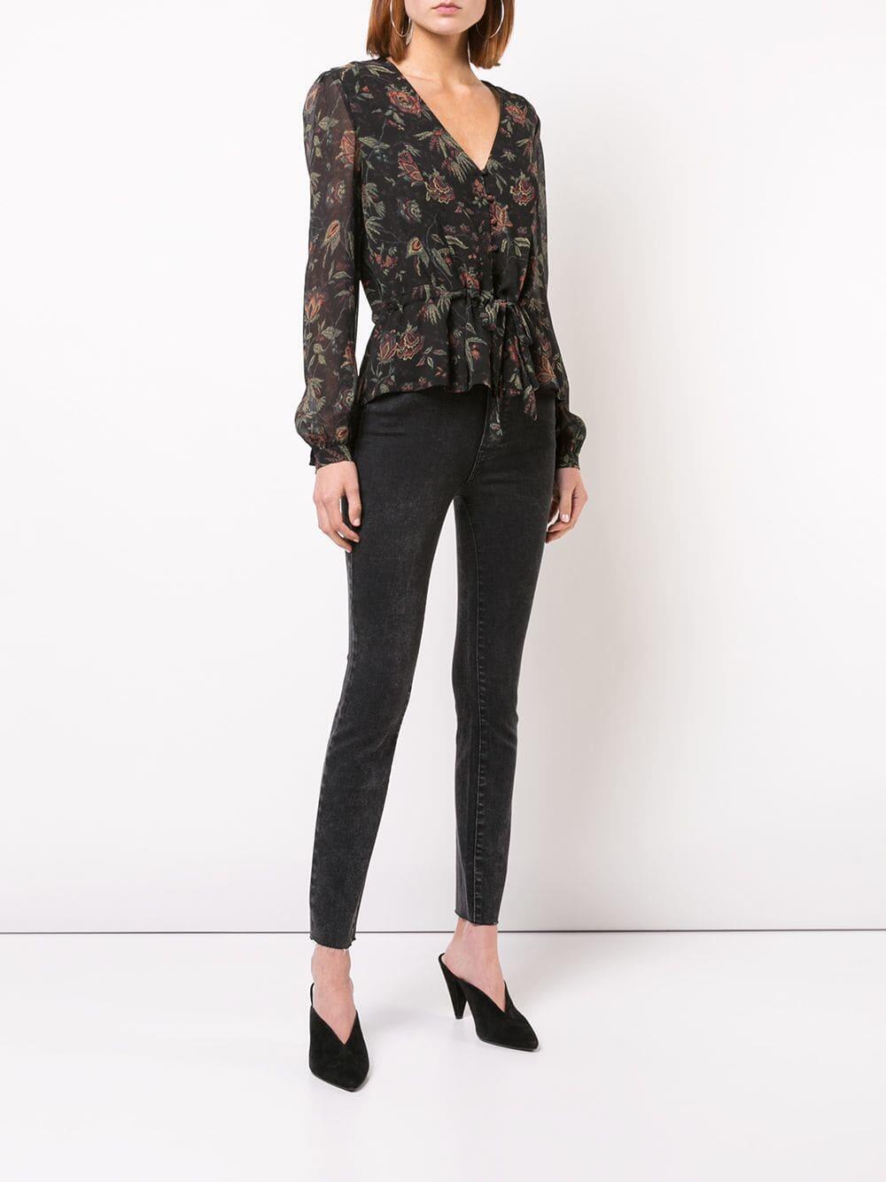 Paige - Cameron Black Silk Floral Blouse