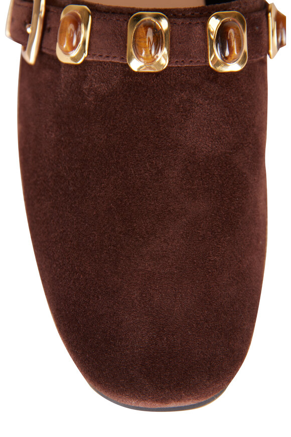 Veronica Beard Narcisa Cabachon Espresso Suede Mule - view 4