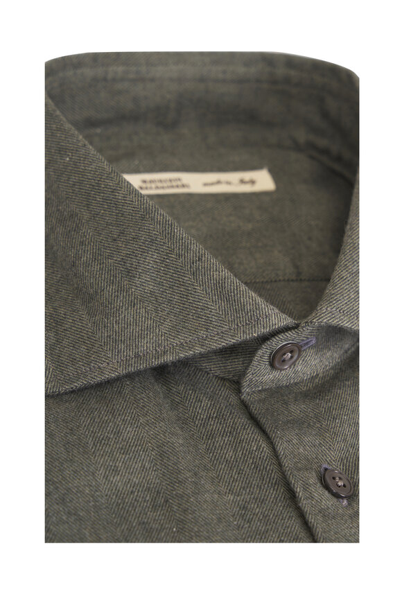 Maurizio Baldassari Santini Green Tea Herringbone Flannel Sport Shirt - view 6