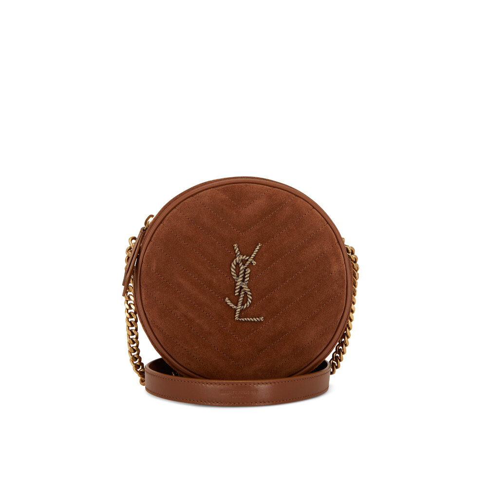 ★大人アイテム【SAINT LAURENT】CROSSBODY BAG BROWN レザー Authentic Yves Saint Laurent YSL Brown Leather Crossbody