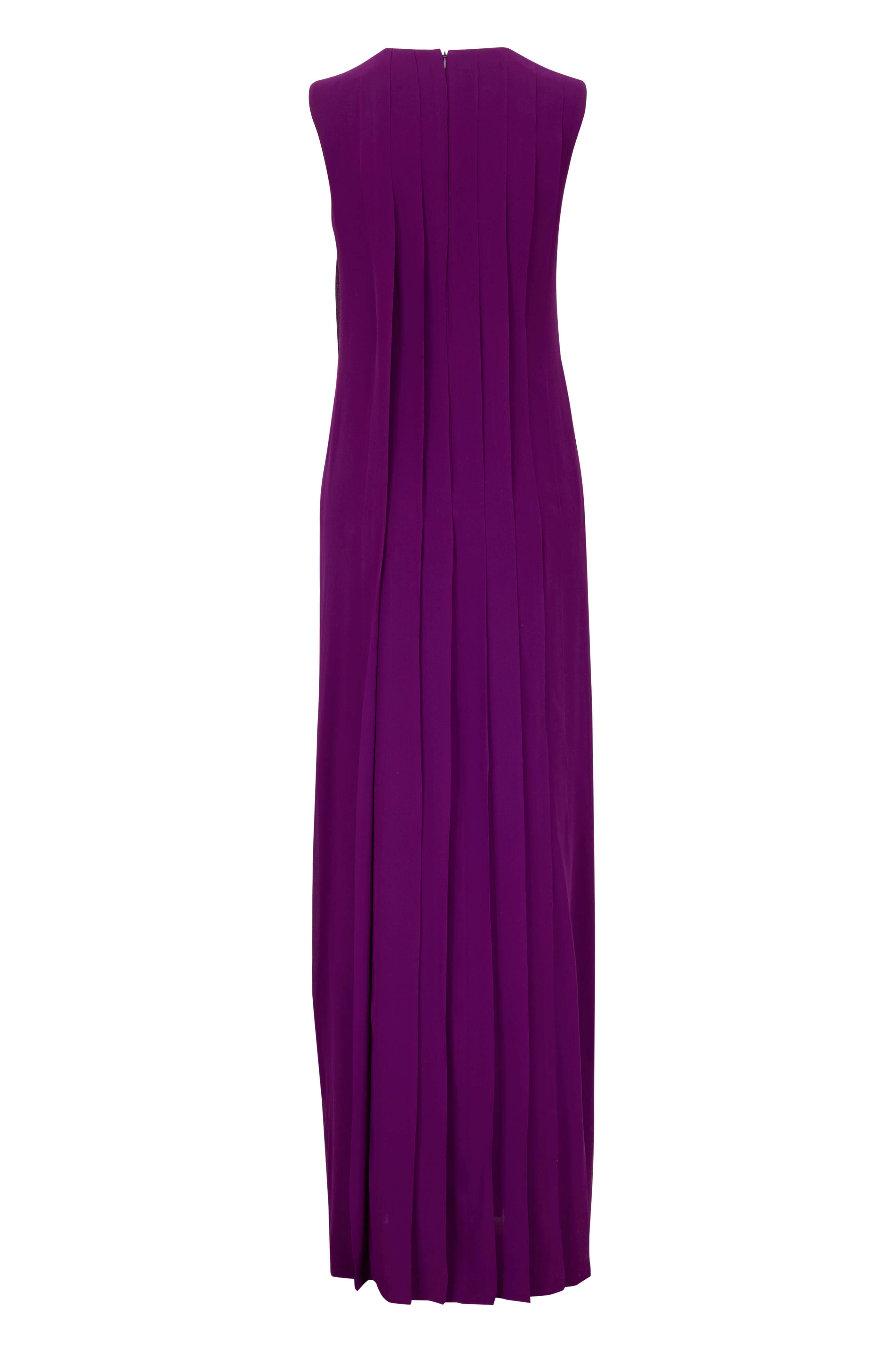 Akris - Purple Pleated Silk Gown | Mitchell Stores