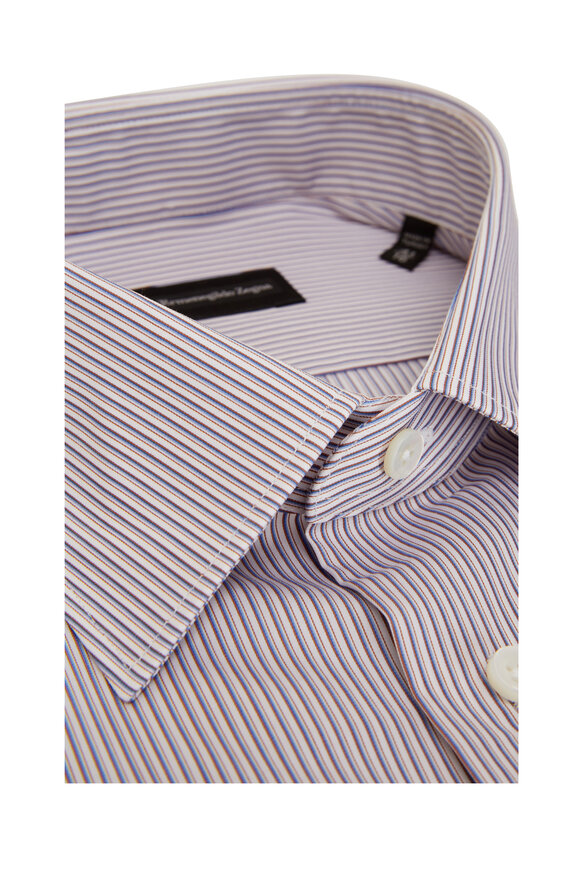 Zegna - Navy Blue & Red Striped Sport Shirt