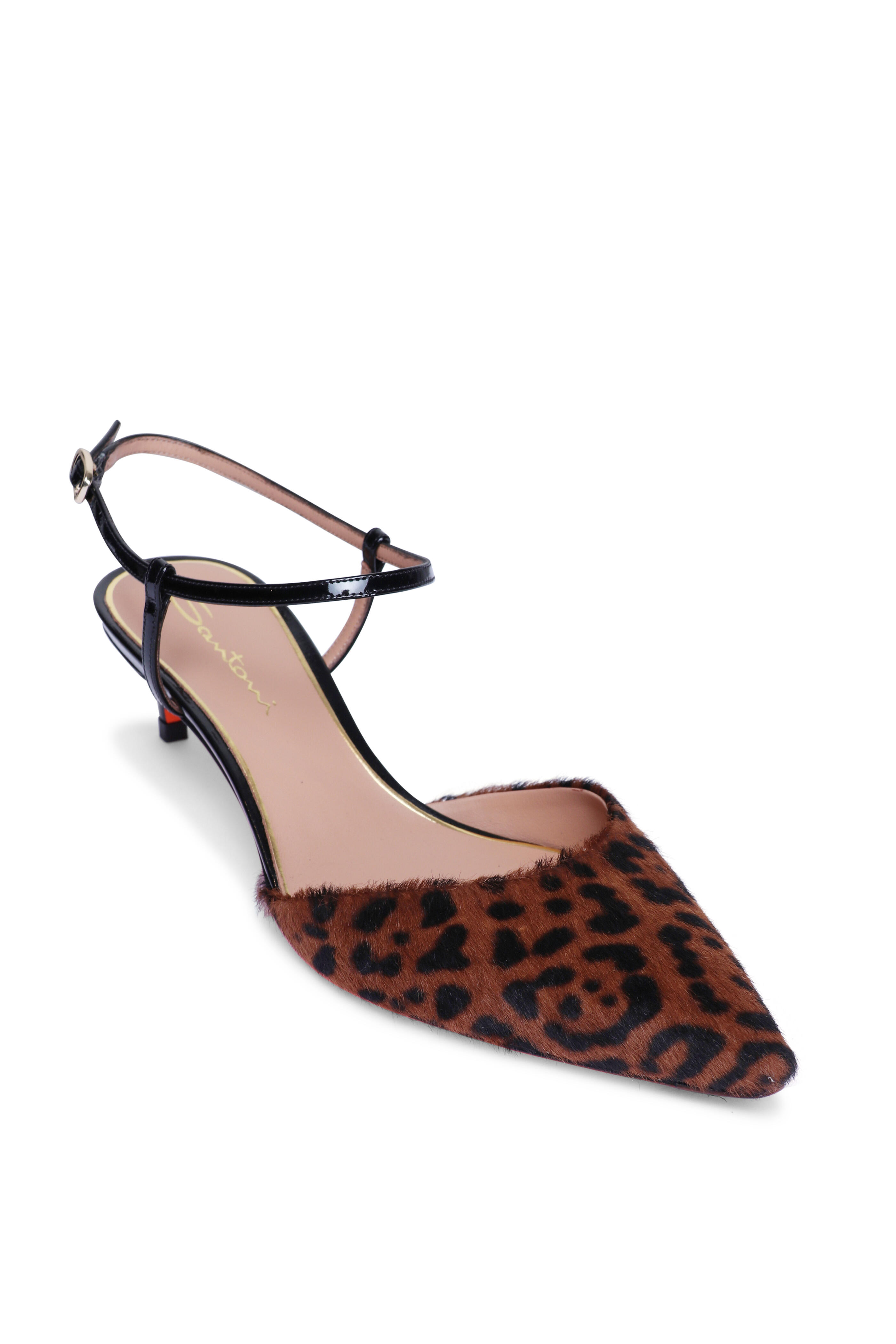 Santoni - Eudora Leopard & Black Kitten Heel Pump