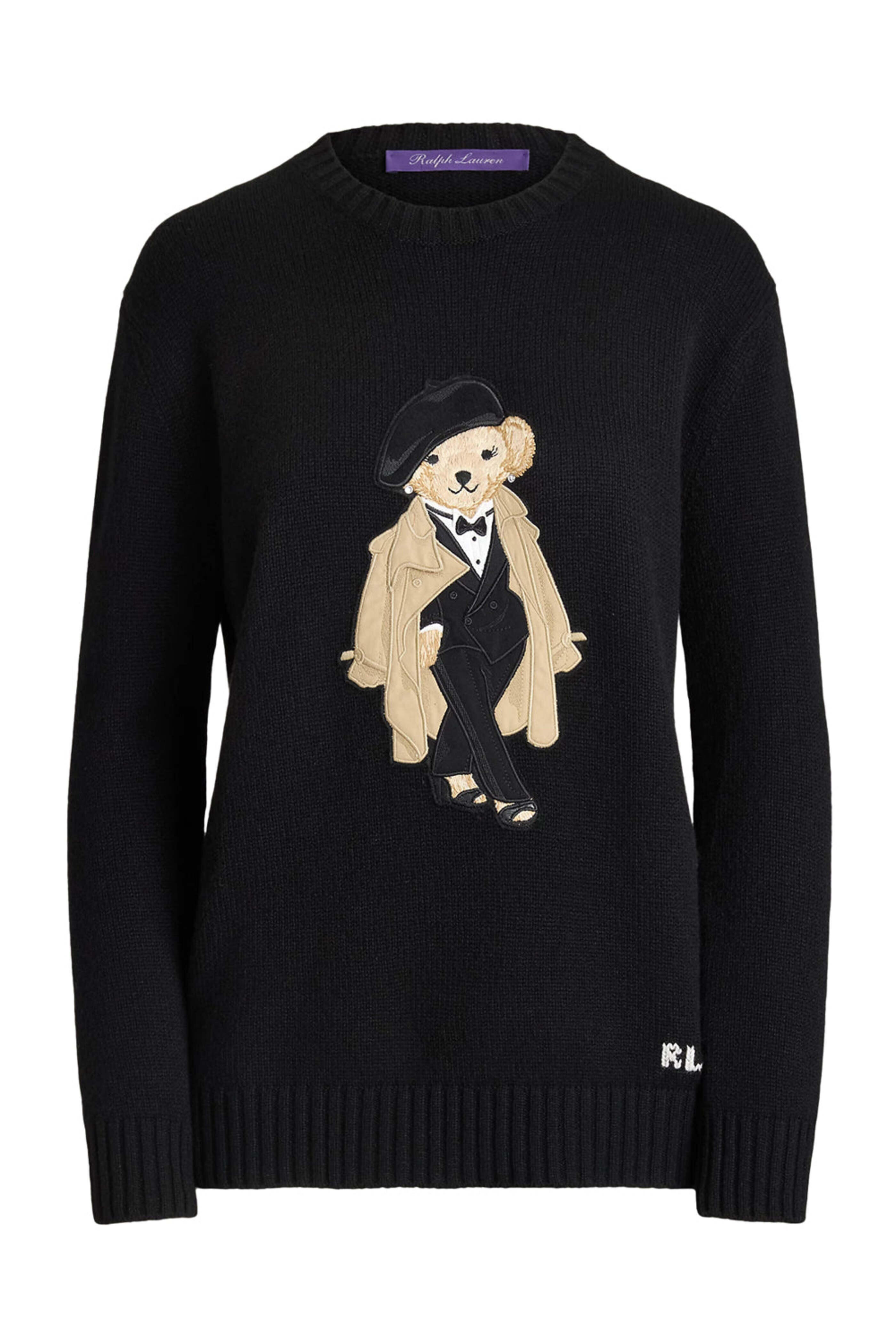 Ralph Lauren - Black Cashmere Trench Polo Bear Sweater