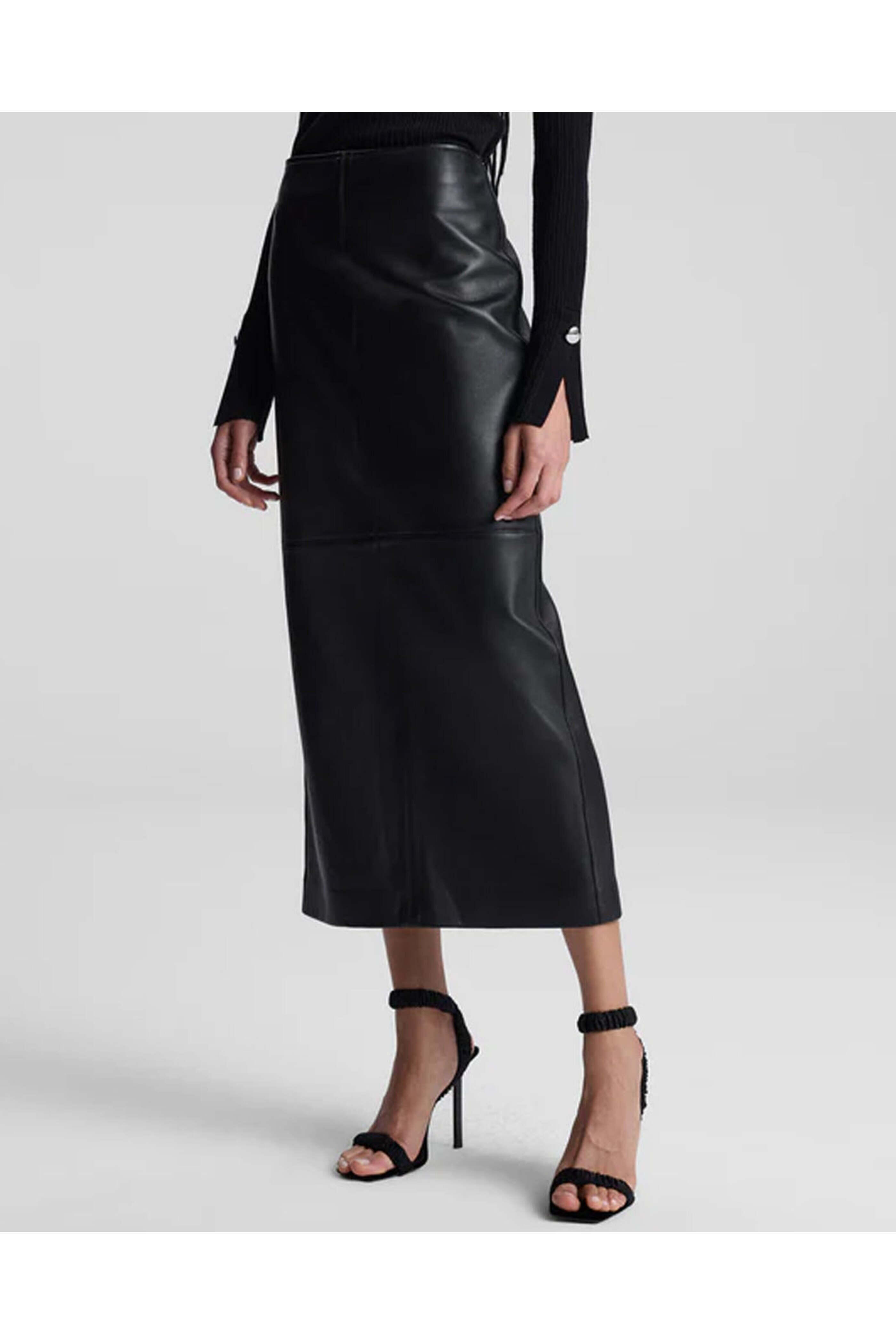 A.L.C. - Black Marta Leather Midi Skirt