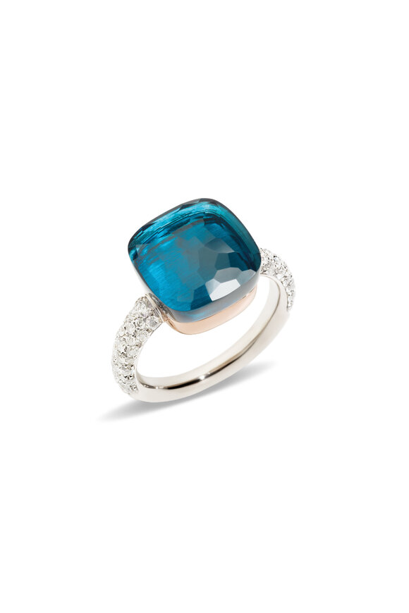 Pomellato Nudo Maxi London Blue Topaz & Diamond Ring