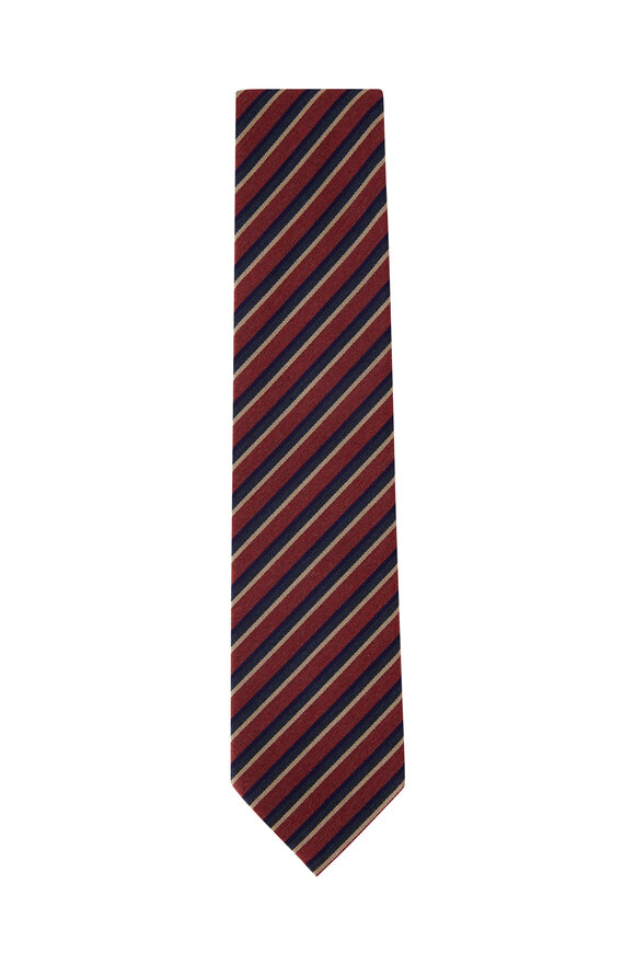 Charvet - Rust & Navy Diagonal Stripe Necktie