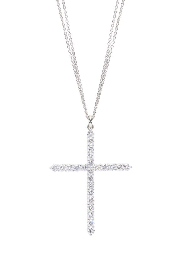Renee Lewis Antique Diamond Cross Two Chain Necklace - view 2