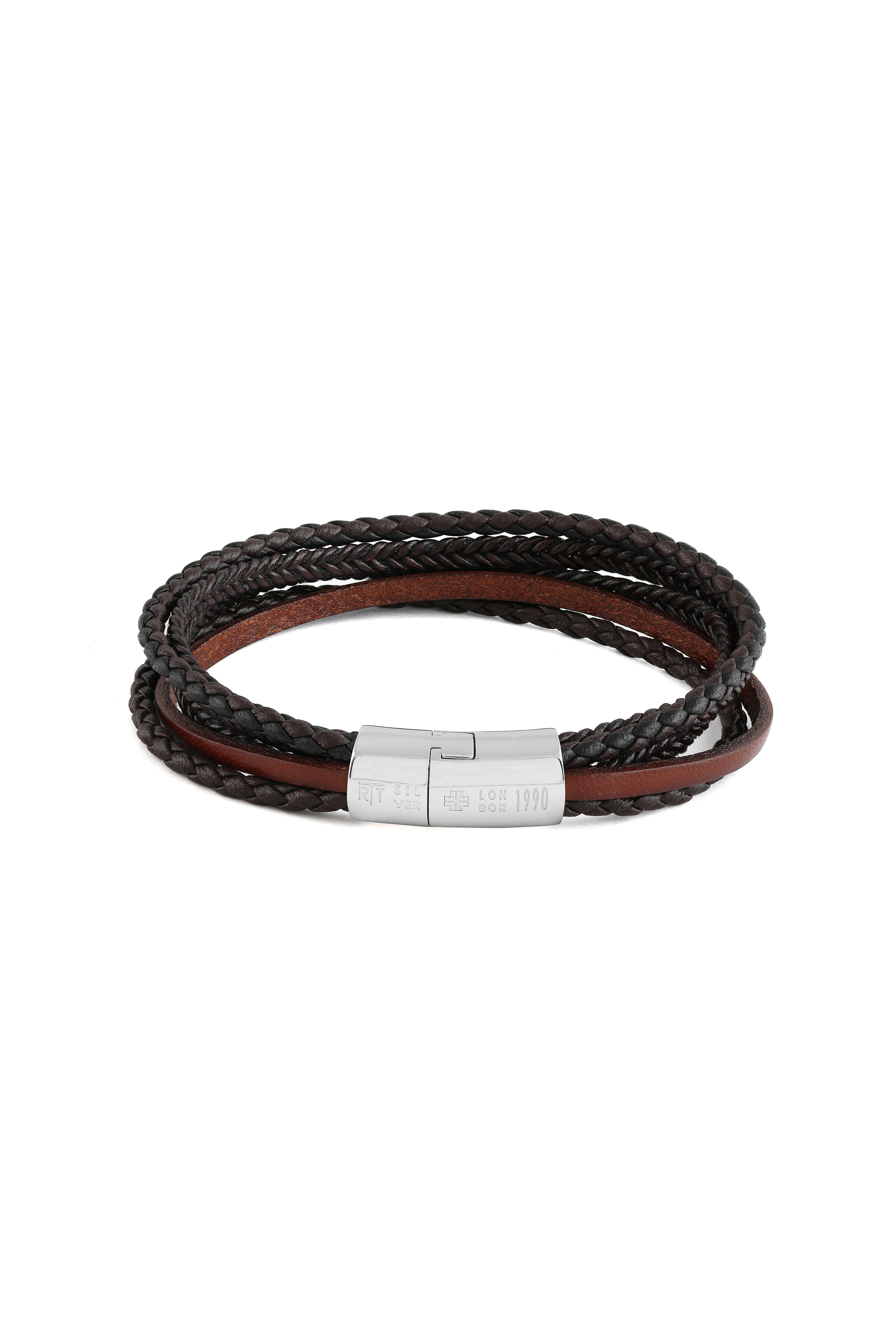 Tateossian - Cobra Brown Leather Multi-Strand Bracelet