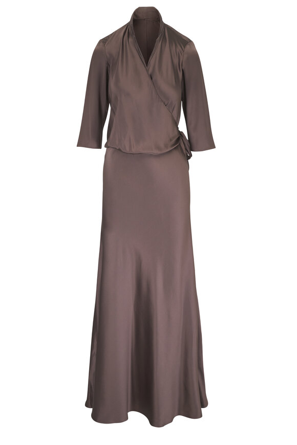 Peter Cohen Dark Brown Heavy Satin Blouse Dress - view 1