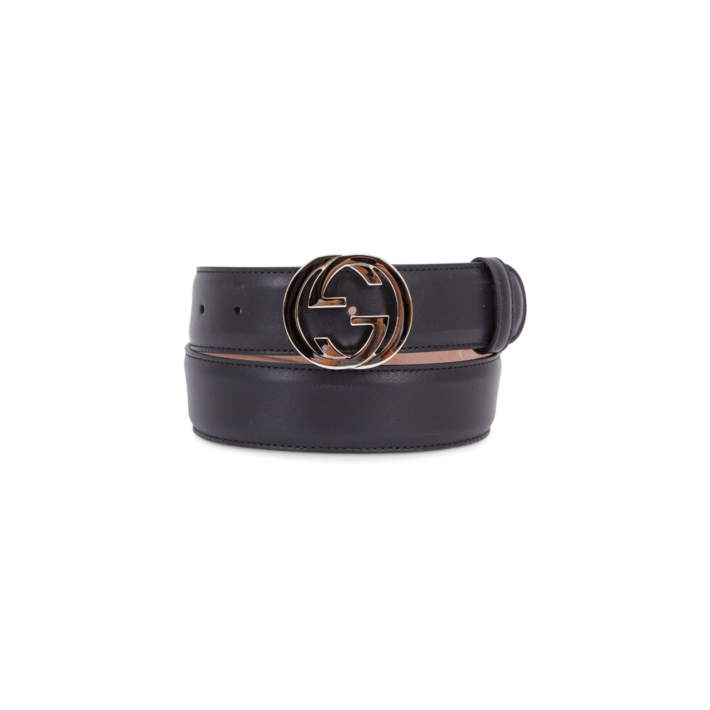 GUCCI  ベルト Belt with Interlocking G detail in grey and black Supreme