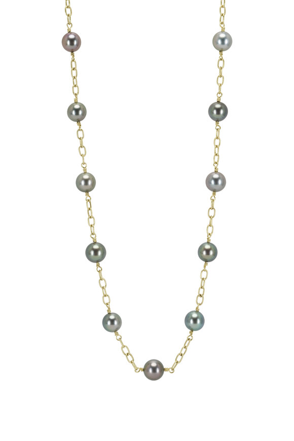 Mindy Fox Tahitan Pearl Oval Chain Necklace