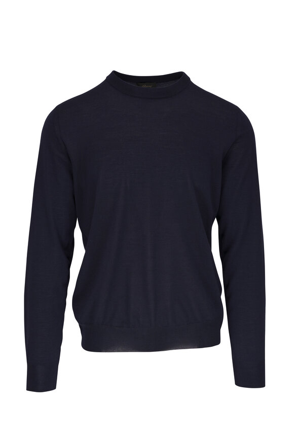 Brioni Navy Wool, Silk & Cashmere Sweater 