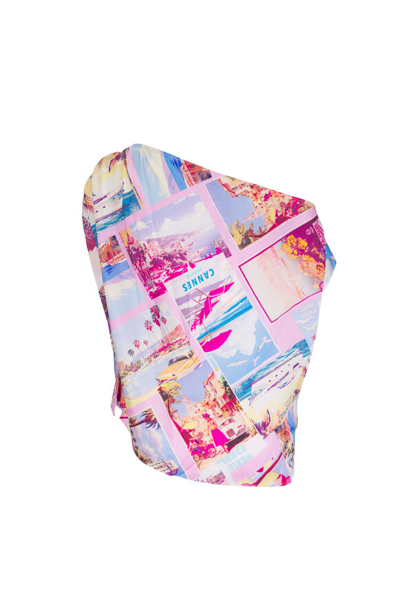 L'Agence Driselle Multicolor Postcard Print Top - view 2