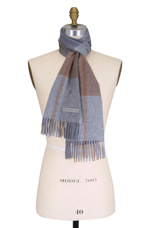 Zegna Oasi Gray & Rust Cashmere Scarf