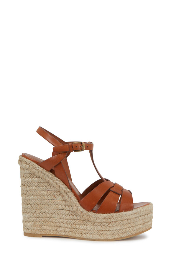 Saint Laurent - Tribute Ambra Leather Platform Espadrille,130mm