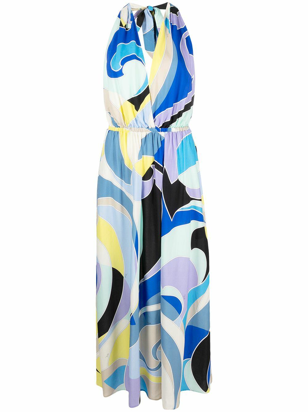 Pucci - Blue Quirimbas Print Halter Dress