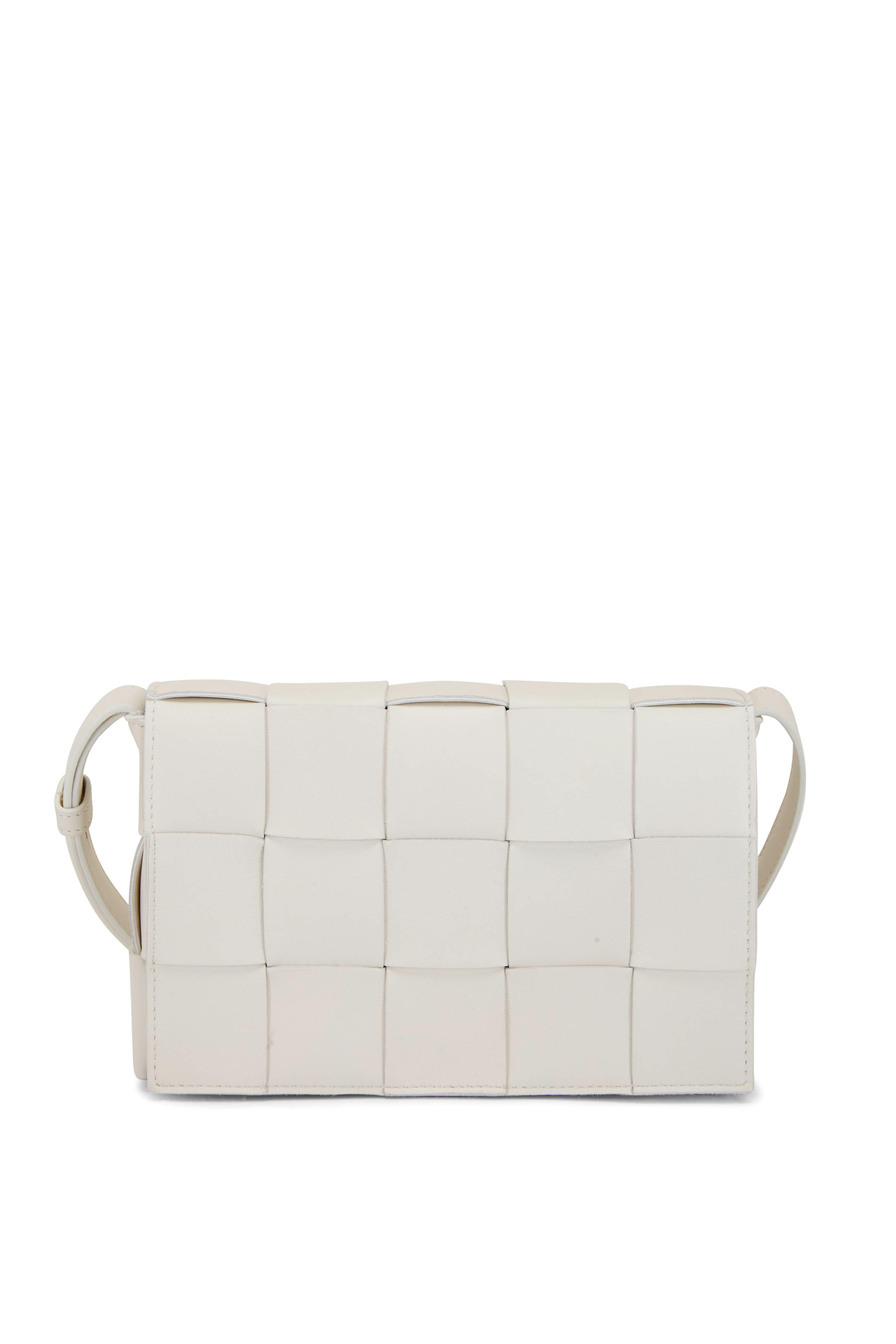 Bottega Veneta - Cassette White Woven Leather Shoulder Bag