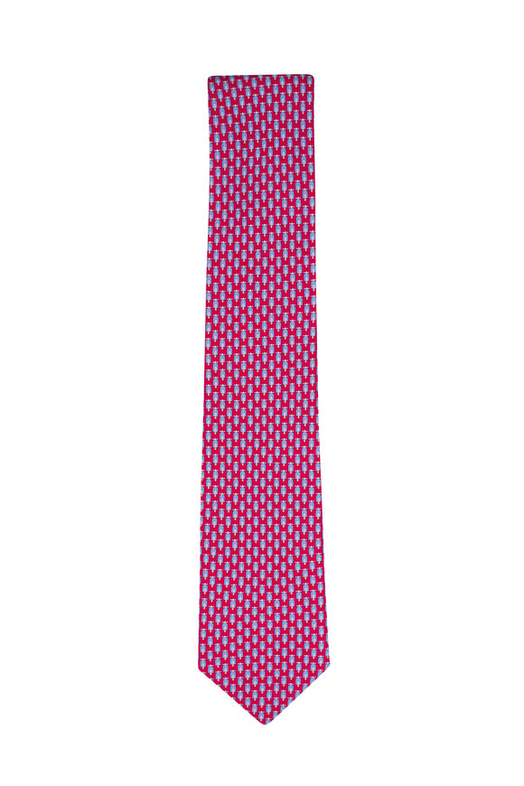 Ferragamo Red Scooter Print Silk Necktie