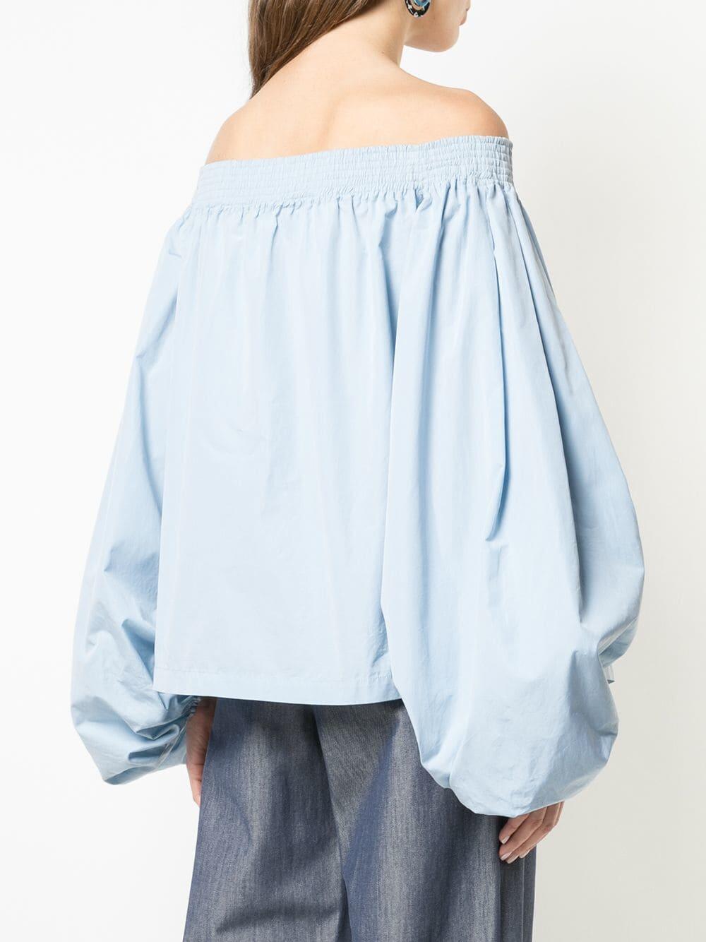 Derek Lam - Pale Blue Cotton Off-The-Shoulder Blouse