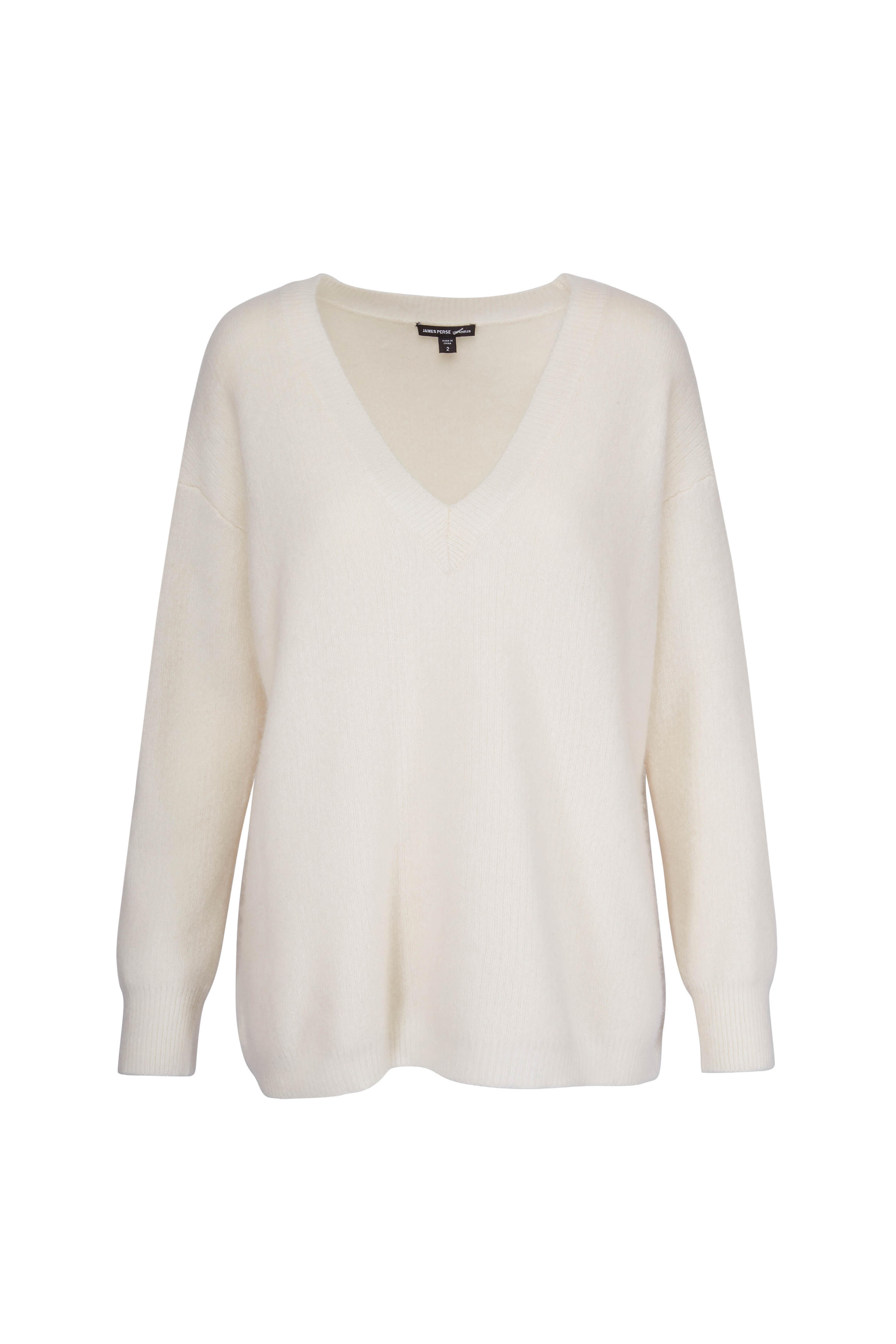 James Perse - Ivory Cashmere V-Neck Sweater