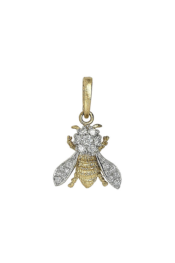 Aaron Henry Diamond & Gold Abstract Bee Pendant - view 1