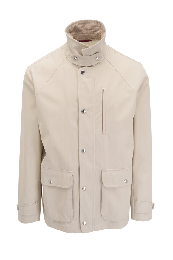 Brunello Cucinelli - Cream Stretch Cotton Car Coat