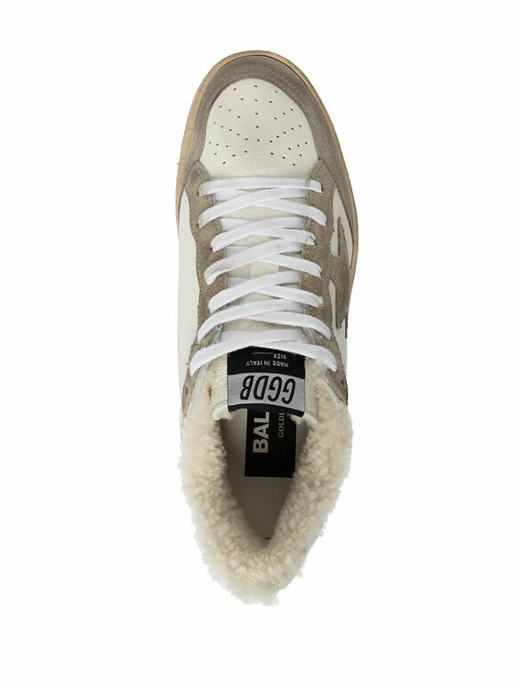 Golden Goose - Ballstar White & Taupe Shearling Low Top Sneaker