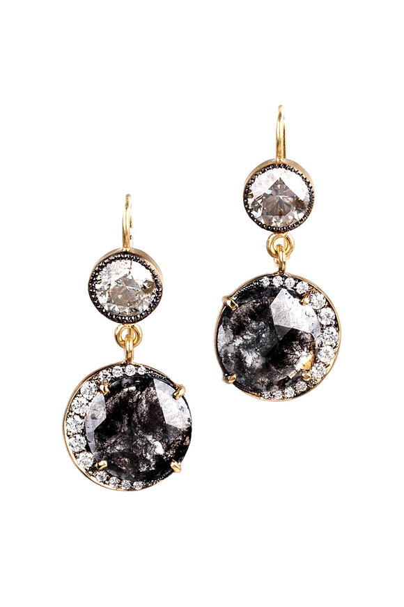 Sylva & Cie 18k Yellow Gold Rough Diamond Moon Earring - view 1