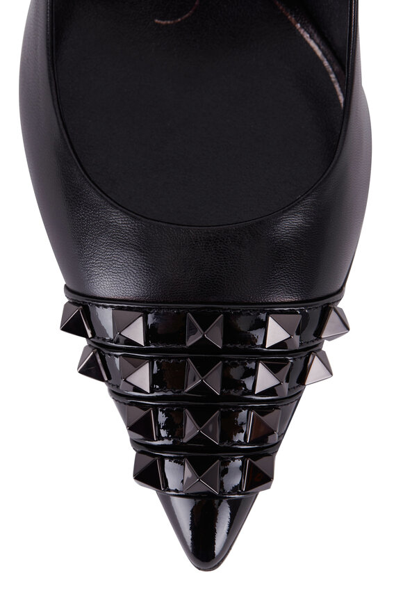 Valentino Garavani - Black Leather Spiked Toe Pump, 90mm