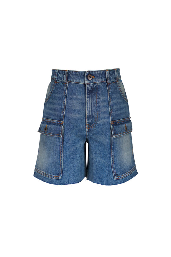 Miu Miu Sky Blue Denim Bermuda Shorts