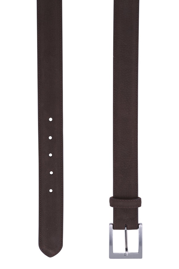 W Kleinberg Coffee Nubuck Leather Belt - view 3