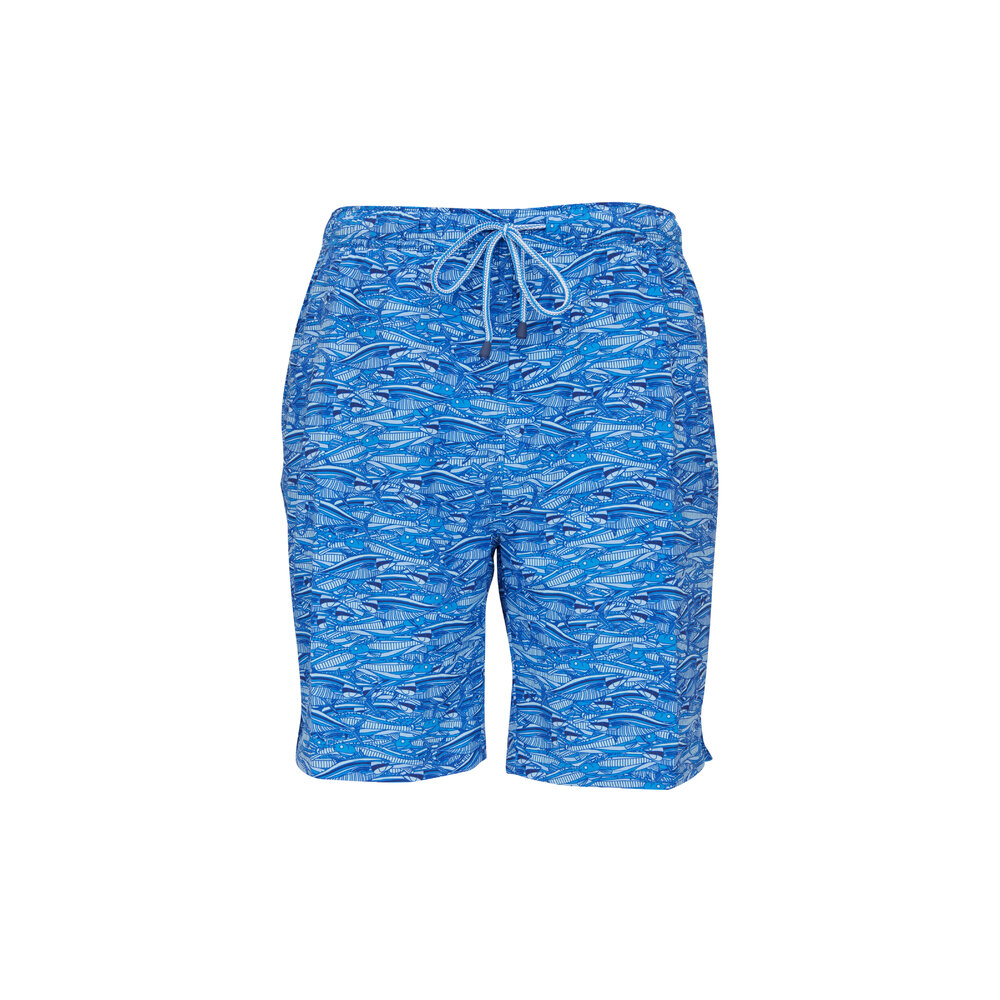 Peter Millar - Blue Feeding Frenzy Swim Trunks | Mitchell Stores