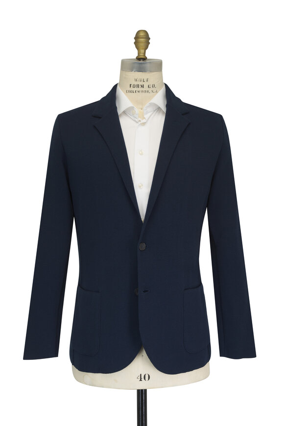 Patrick Assaraf Navy Cotton Knit Blazer - view 3