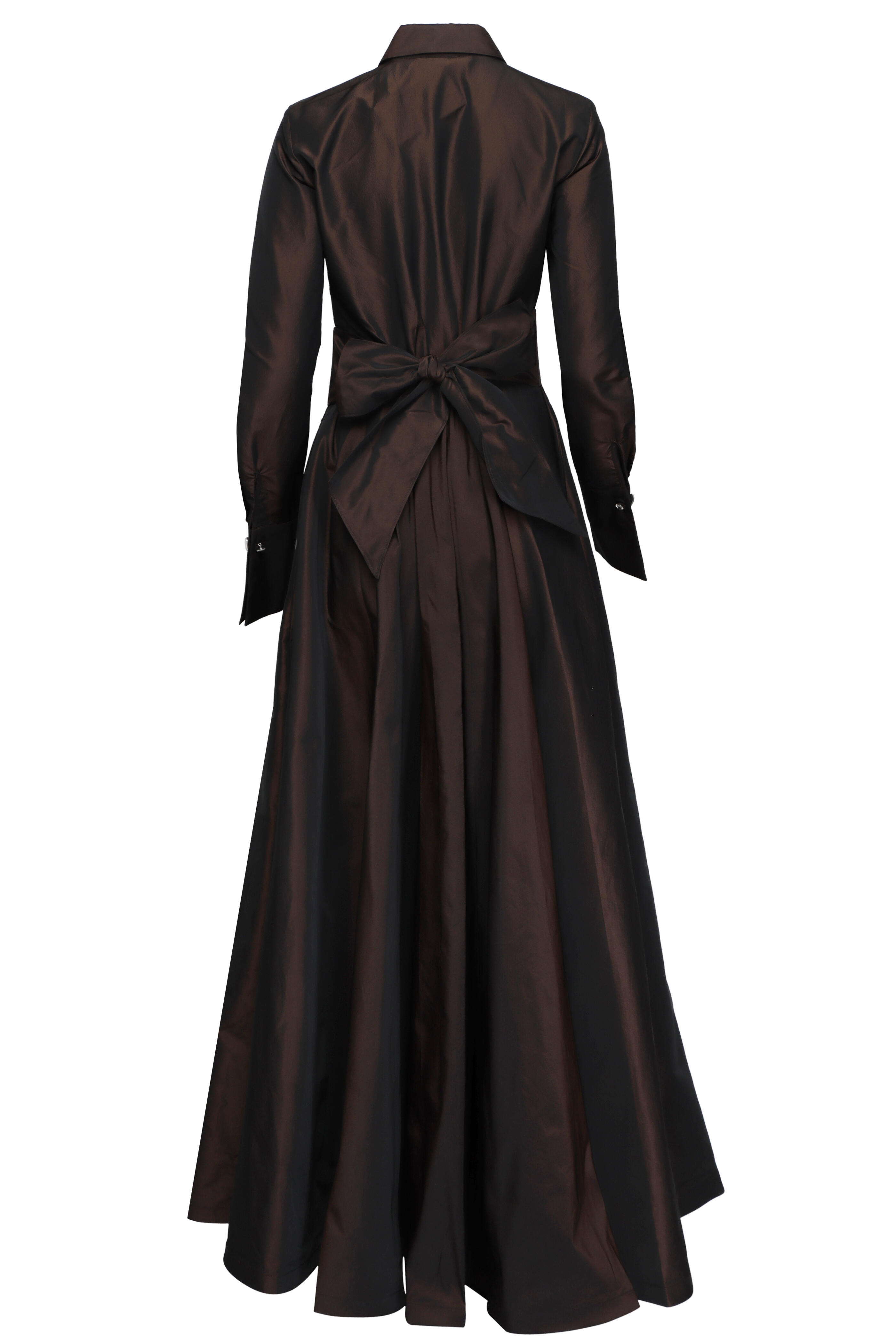 Sara Roka - Mariasole Iridescent Brown Maxi Shirtdress