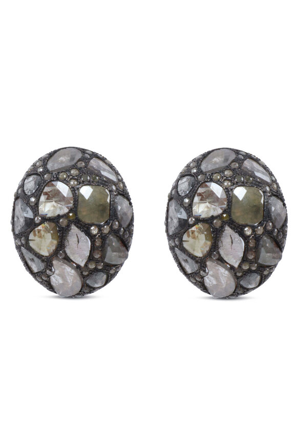Michael Tracy Diamond Cluster Dome Salt Earrings - view 1