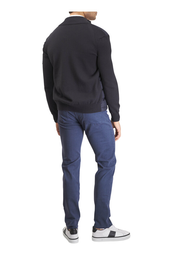 Moncler Indigi Navy Mixed Media Down Full Zip Jacket - view 4
