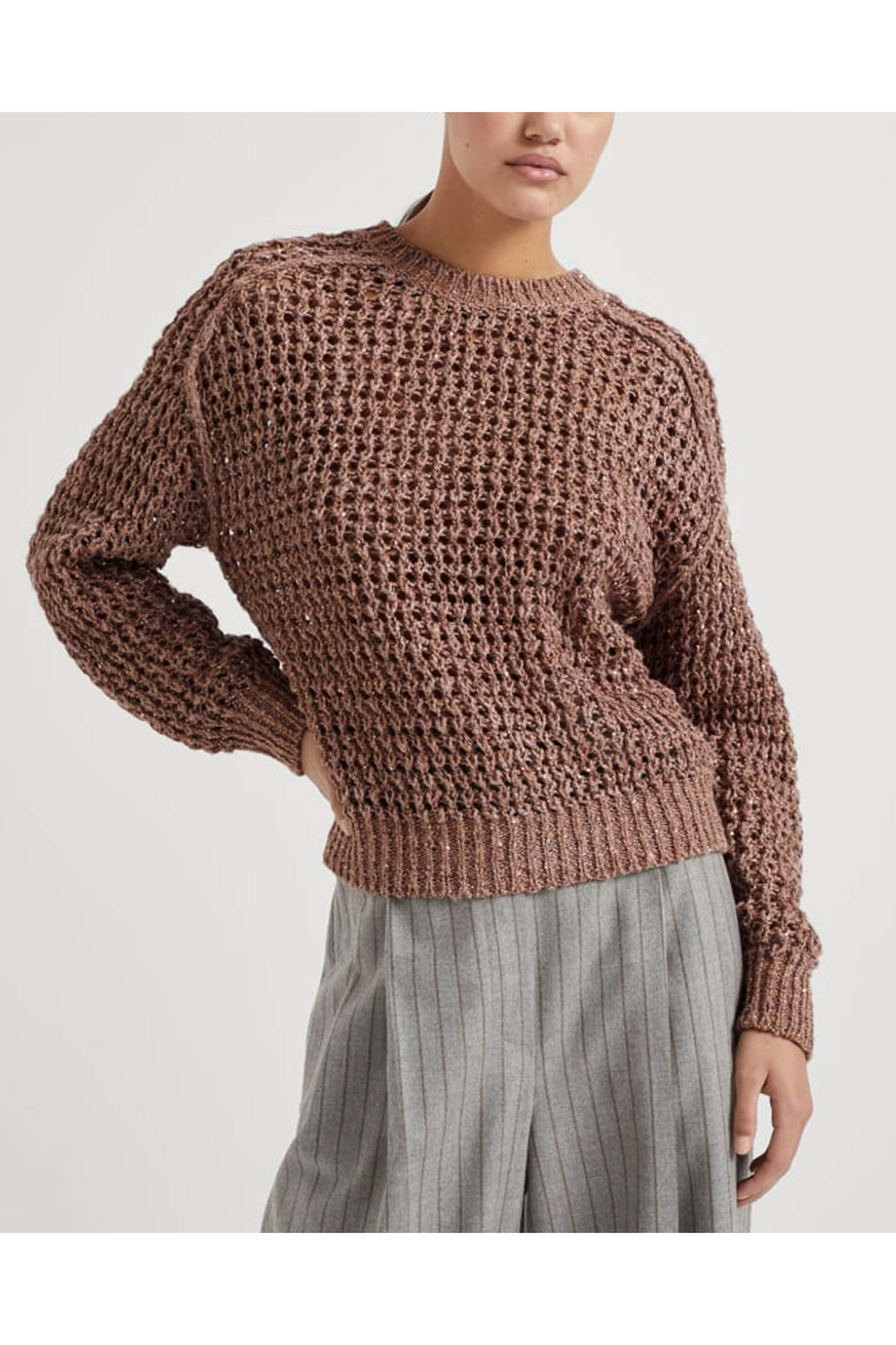 Brunello Cucinelli - Rose Diamond Net Knit Pullover